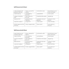 Self assessment sheet